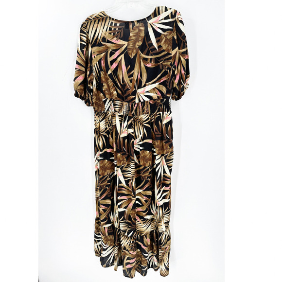 Old Navy Printed V-Neck Neutral Tropical Maxi Dress Brown Women's Size Medium - Picture 7 of 8
